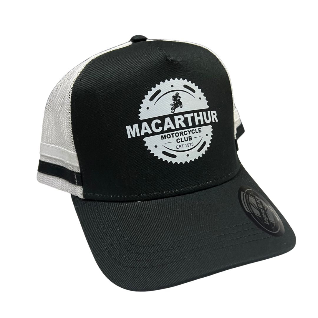 Macarthur Motorcycle Club Striped Trucker Cap