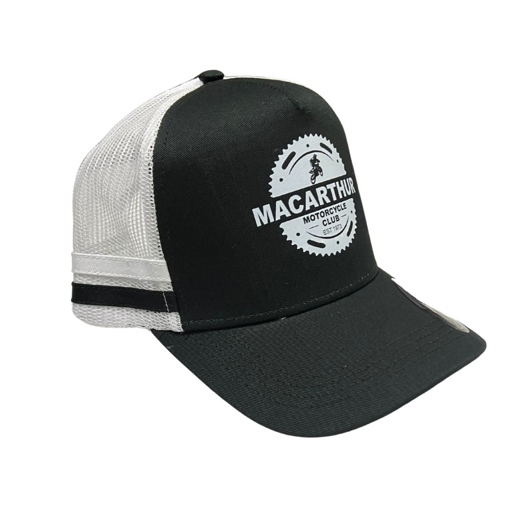 Macarthur Motorcycle Club Striped Trucker Cap