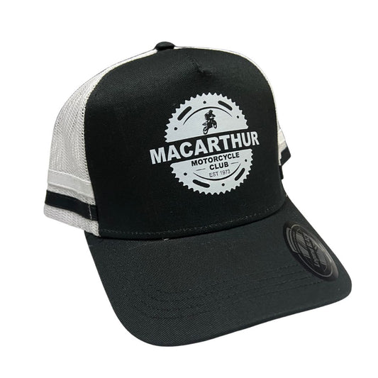 Macarthur Motorcycle Club Striped Trucker Cap